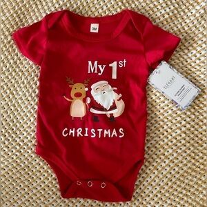 Baby First Christmas Santa Red Onesis